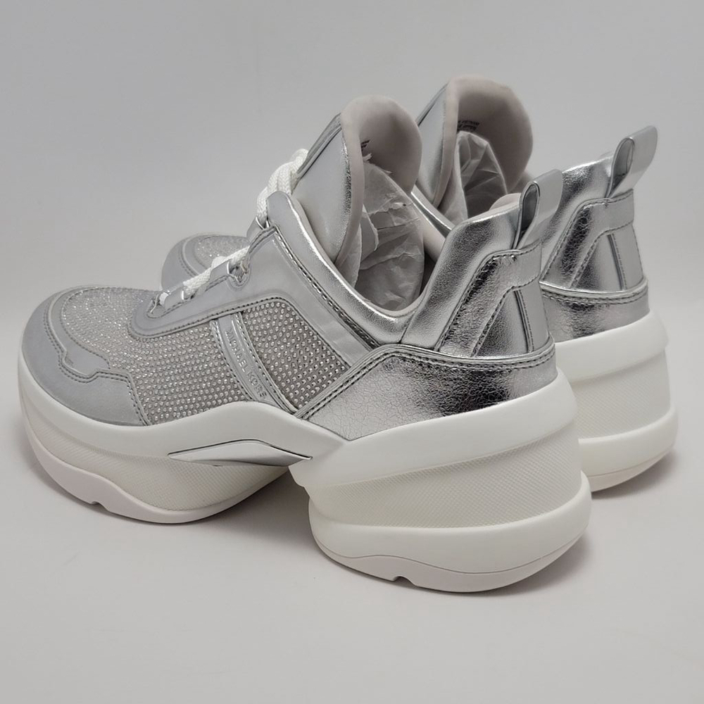 Michael Kors Olympia Extreme Trainer Sneakers Size 9M Crystal Metallic Silver - Picture 14 of 15